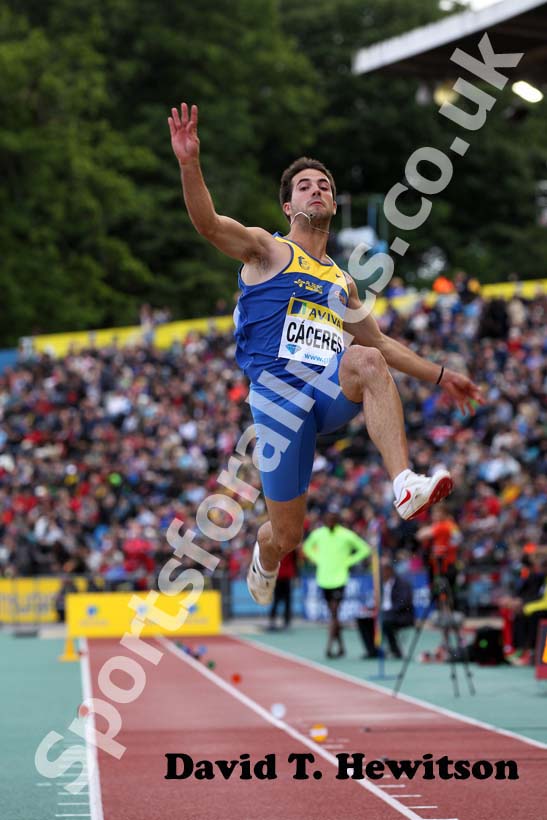 Eusebio Caceres in the long jump, 2012 Samsung Diamond League, Crystal Palace, London.
